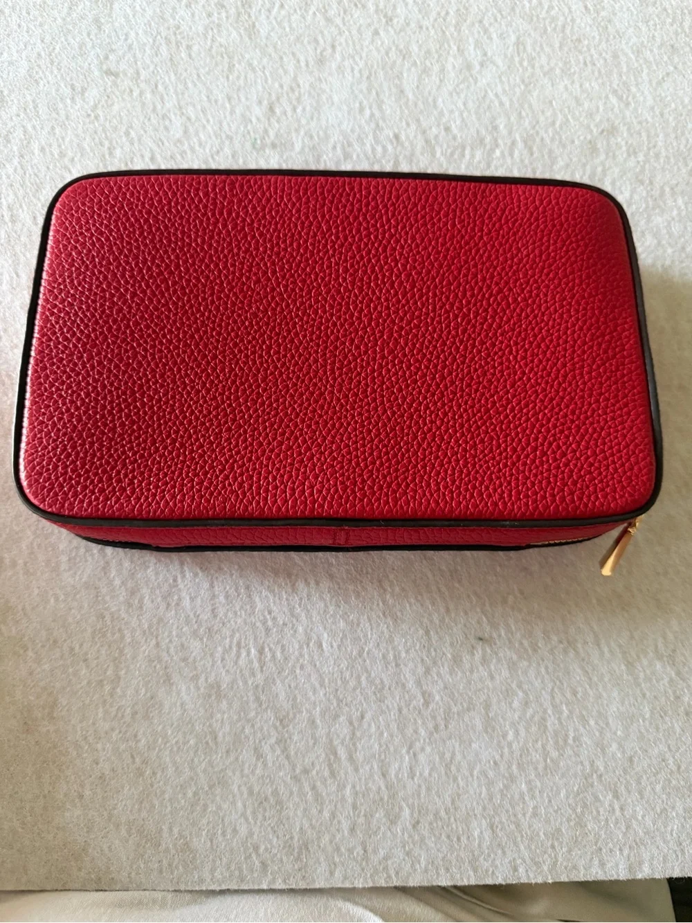 Michael Kors Red Pebbled Leather Cosmetic Case with Gold Logo